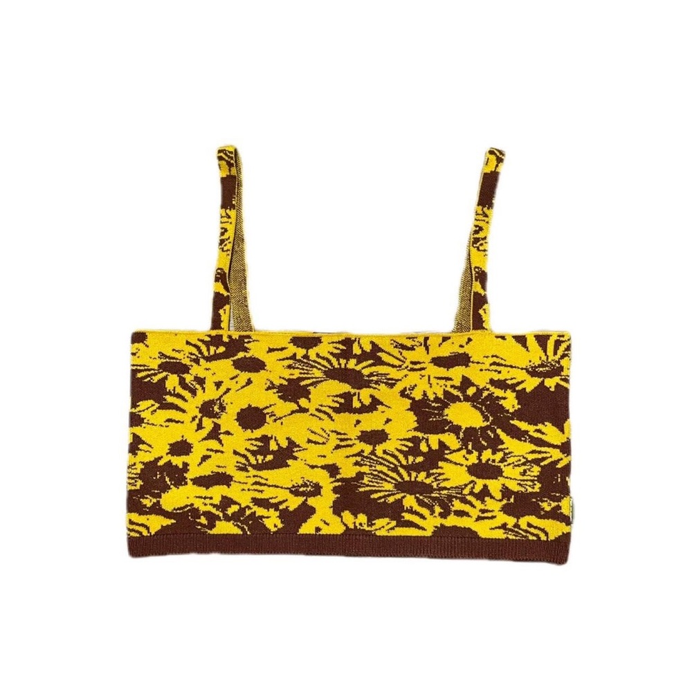 Heaven Marc Jacobs yellow & brown Floral Techno Tank Top Size Small